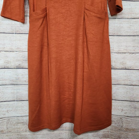 NWT Roolee Women's Burnt Orange Pockets Maxi Zipper Back Stretchy Dress Size M - Picture 2 of 16